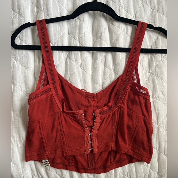 Like new- Free people lace up front, corset back, lace detailing tank top - Picture 2 of 4